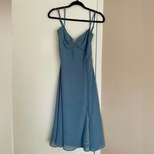 Blue Chiffon Midi Dress